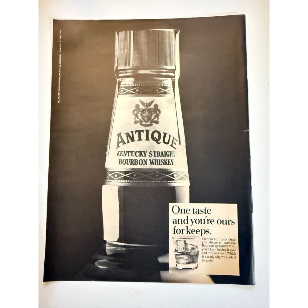 Vintage 1966 Antique Kentucky Bourbon Whiskey Advertisement Print Ad